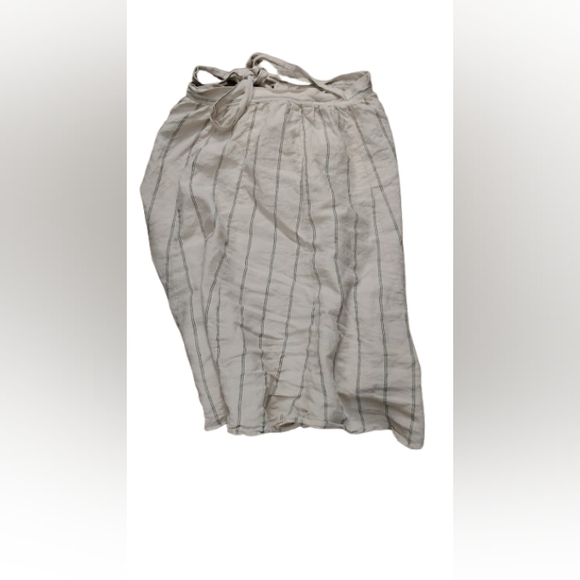 Reformation Women's Linen Pinstripe Wrap Skirt Sz M - Picture 2 of 4